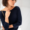 Tencel Silk Boat Neck Sweater LA TULIPE in Dark Blue