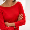 Tencel Silk Boat Neck Sweater LA TULIPE in Coral Red