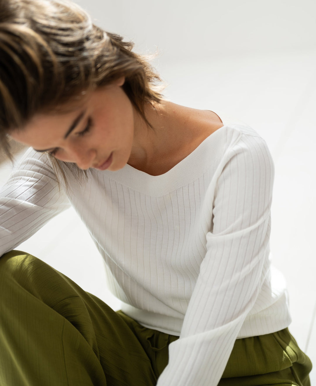 Tencel Silk Boot-Cut Sweater LA TULIPE White