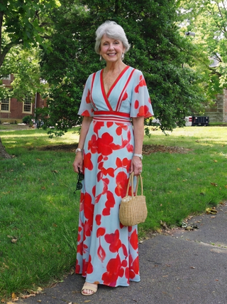 Corinne | Florales Maxikleid mit V-Ausschnitt