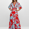 Corinne | Florales Maxikleid mit V-Ausschnitt