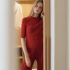 Haus Albrecht – Henriette Baumwoll-Rippstrick-Cardigan Bordeaux